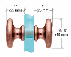 Traditional Style Back-to-Back Shower Door Knob ANTIQUE BRUSHED COPPER