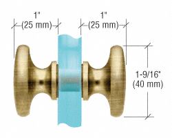 Traditional Style Back-to-Back Shower Door Knob ANTIQUE BRASS
