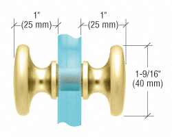 Traditional Style Back-to-Back Shower Door Knob SATIN BRASS