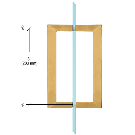 8" Back to Back Square Pull Handle with Washers POLISHED BRASS for shower and glass doors