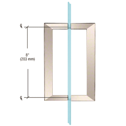 8" Back to Back Square Pull Handle with Washers POLISHED NICKEL for shower and glass doors