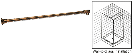 Brushed Bronze Wall to Glass Support Bar - 1 Metre - For 10mm & 12mm Glass Shower Screens