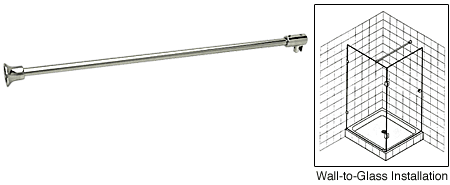 Polished Nickel Wall to Glass Support Bar - 1 Metre - For 10mm & 12mm Glass Shower Screens