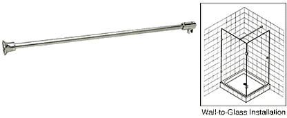 Polished Nickel Wall to Glass Support Bar - 1 Metre - For 10mm & 12mm Glass Shower Screens