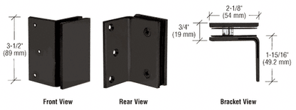 Geneva Series Wall Mount Bracket - Hole in Glass - For 8mm to 12mm Shower Glass MATTE BLACK