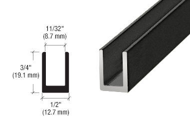 8mm U Channel - 2.49m - Matte Black - Suitable for all 8mm Glass Shower Panels