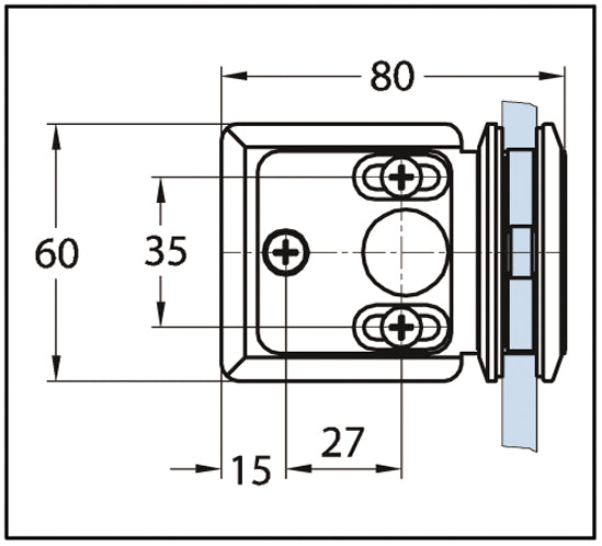 Shower Door Hinge Milano 90° glass/wall Elongated Hole for Wall Mounting