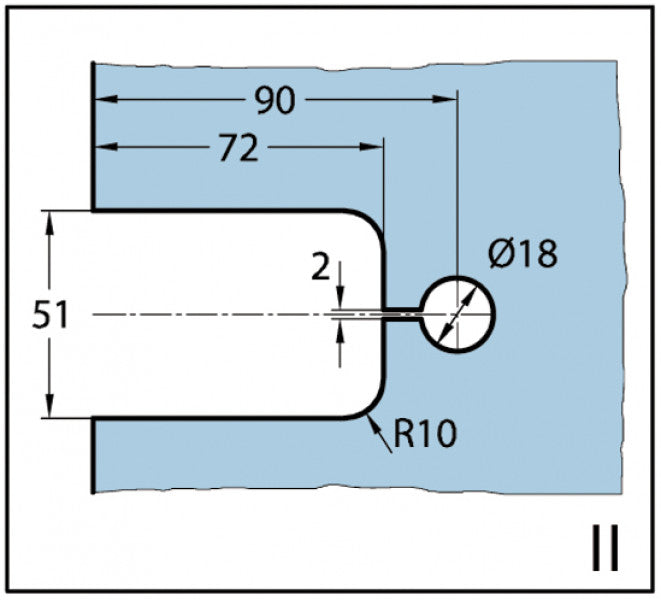 Shower Door Hinge Milano 90° glass/wall Elongated Hole for Wall Mounting