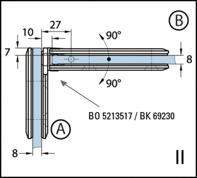 Shower Door Hinge Milano 90° glass/glass