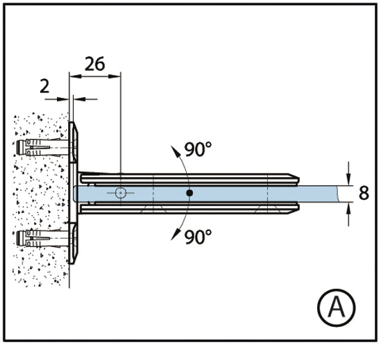 Shower Door Hinge Romana 90° glass/wall Both Sides Wall Mounted