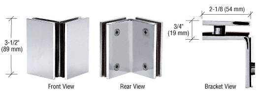 Geneva Series Glass Mount Bracket - Hole in Glass - For 8mm to 12mm Shower Glass CHROME