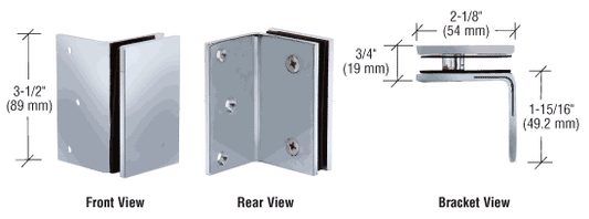 Geneva Series Wall Mount Bracket - Hole in Glass - For 8mm to 12mm Shower Glass CHROME