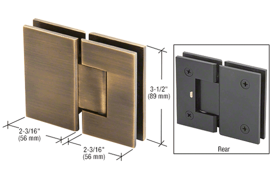 Geneva 180 Degree Glass-to-Glass Hinge ANTIQUE BRASS