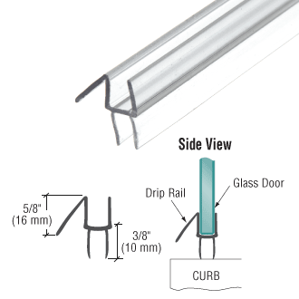 Clear Co-Extruded Bottom Wipe With Drip Rail for 8mm Shower Glass Door