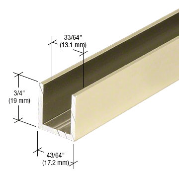 12mm U Channel - 2.41m - Satin Brass - Suitable for all 12mm Glass Shower Panels, Screens and Bespoke Glass Shower Enclosures