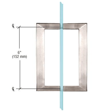 6" Back to Back Square Pull Handle with Washers BRUSHED NICKEL for shower and glass doors