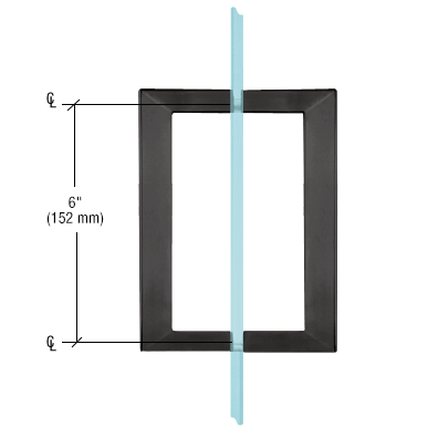 6" Back to Back Square Pull Handle with Washers MATTE BLACK for shower and glass doors