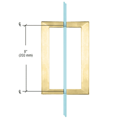 8" Back to Back Square Pull Handle with Washers SATIN BRASS for shower and glass doors