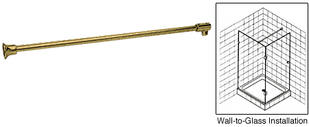 Antique Brass Wall to Glass Support Bar - 1 Metre - For 10mm & 12mm Glass Shower Screens