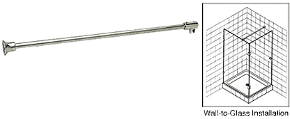 Brushed Nickel Wall to Glass Support Bar - 1 Metre - For 10mm & 12mm Glass Shower Screens