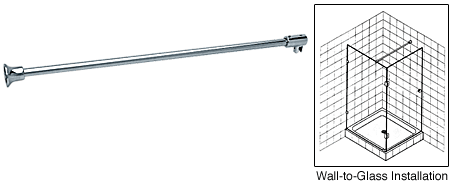Chrome Wall to Glass Support Bar - 1 Metre - For 10mm & 12mm Glass Shower Screens
