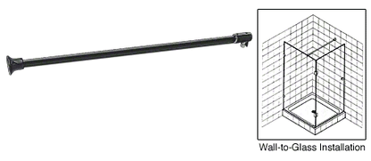 Matte Black Wall to Glass Support Bar - 1 Metre - 6mm & 8mm Glass