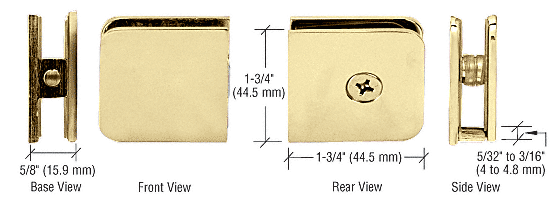 Satin Brass Traditional Style Fixed Panel U Clamp - Hole in Glass - 8mm to 12mm Glass